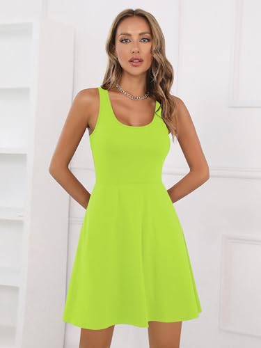 Image of Missufe Women's Sleeveless Racerback Flared Casual Plain Tank Dress