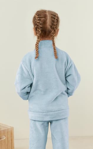 Boys' Girls' Flannel Clothes Set, Zipper Top and Pants Winter Warm Soft Fuzzy Homewear3