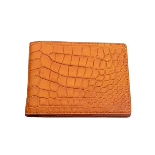 Light Brown Crocodile Mens Wallet, Gold, Medium2
