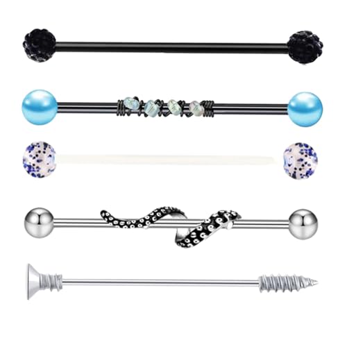 Aymzbd 5x Pendientes de Barra Industriales Barra de Perforación Industrial para Regalos de Cumpleaños