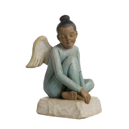 Estatua de Ángel Afroamericano Sentado 6 Pulgadas