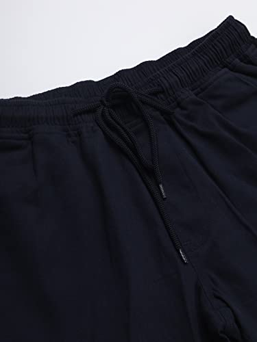 Image of Hubberholme Men's Regular Fit Cotton Trousers, Ankle Length Elastic & Drawstring Waist Cargo Chinos