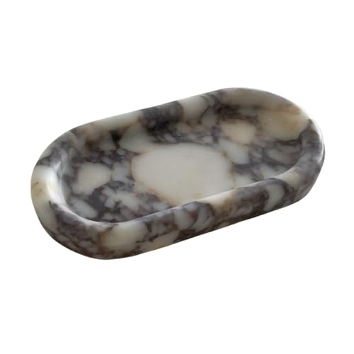 Bandeja ovalada de mármol moratta Calacatta de 30 cm para tocador 8