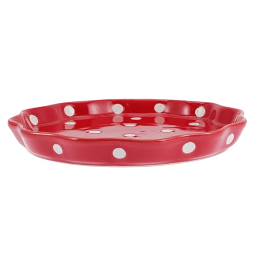 NIYANGLE Piatto in Ceramica Rosso a Pois per Colazione Piatto da Dessert e Portata per Frutta Decorativo per Casa e Hotel Bordi Lisci Colore Casuale Colore Casuale