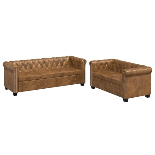 Questo set di divani a 2 posti e a 3 posti, con i dettagli con borchie e ciuffi e i braccioli graziosamente curvi, aggiungerà un tocco di lusso, classe e stile a qualsiasi interno
