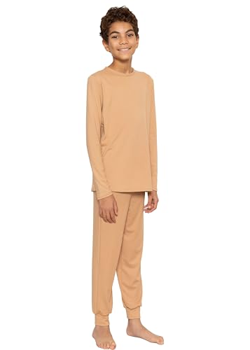 Image of STRETCH IS COMFORT Boys Thermal Set Long Sleeve Top with Jogger Pants | Crew Neck or Hoodie | Thermal Underwear For Kids Set