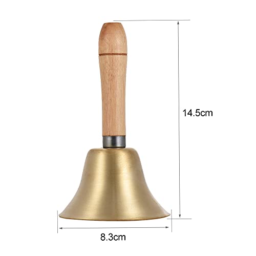 Moniss Campainha De Mesa Campainha De Campainha De Mão De Bronze Campainha Com Alça De Madeira Para