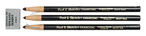 GENERAL'S5630ABP Peel and Sketch Charcoal Pencil, Black