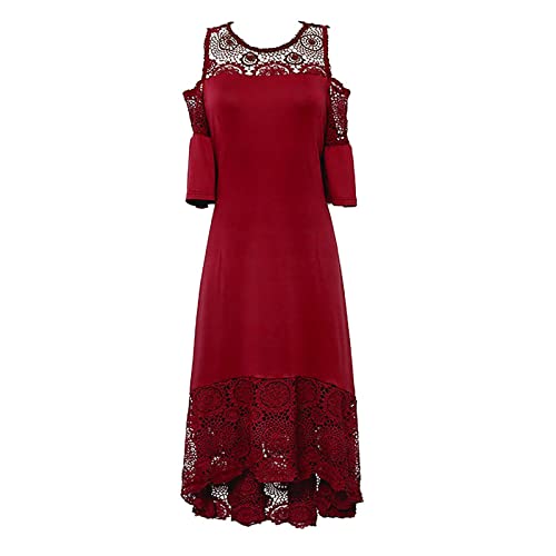 SLENDIPLUS Vestido feminino plus size floral O plus size casual longo plus size azul, Vinho - 1, XXG