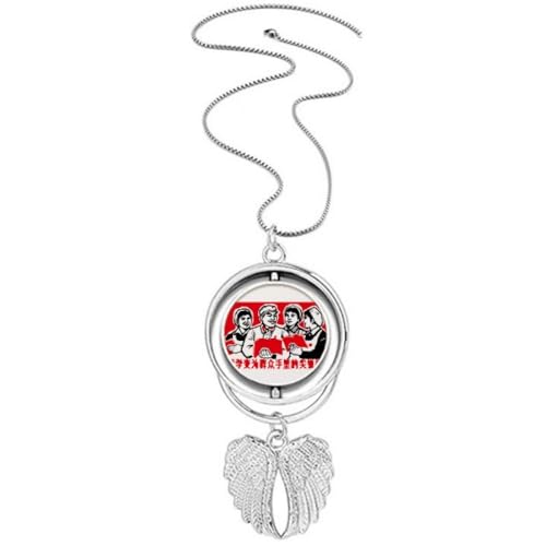 Collier avec pendentif livre femme soldat rouge ailes d'ange patriotique
