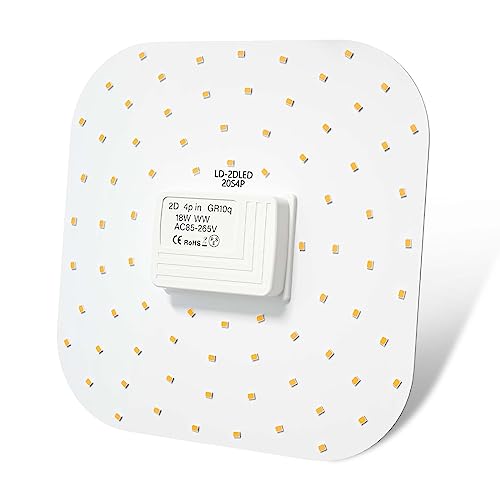 2D 4 Pin 18W GR10Q led Light Bulb Natural White 4000K 4 Pin Butterfly Bulbs PL-Q 4 Pin Bathroom Light Bulb Equivalent 28W 16W 21W DD Compact Fluorescent Lamp 220V-240VAC Energy Saving by Luxvista