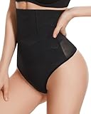 ForeverShaper Thong Shapewear Tummy Control - High Waisted Body Shaper Panties Girdle Compression Stomach Shapewear Underwear Black