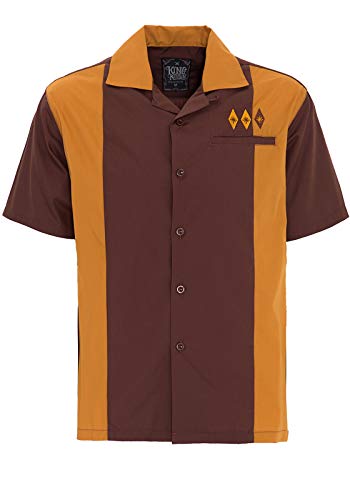 King Kerosin Bowling Camisa, Marrón, 3XL para Hombre