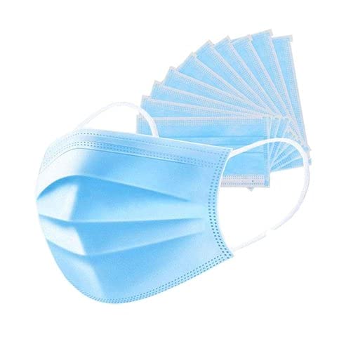 Unisex PI Square Group Polypropylene Surgical 3 ply Nonwoven Nose Pin with Earloop Face Mask with Valve (Blue)- Pack of 100.