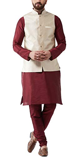 Sojanya (Since 1958 Men'S Silk Blend Kurta Pyjama & Nehru Jacket Combo