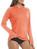 KEFITEVD Women's Hoodie Shirts UPF 50+ Long Sleeve UV Protection Lightweight Moisture Wicking Hiking Fishing Orange M