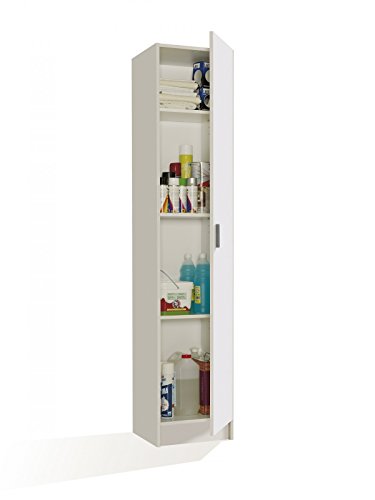 Armario de Madera Alto, Mueble Auxiliar Multiusos,1 Puerta Blanco