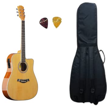 Swan7 SW41C-NAT Natural Glossy Semi-Acoustic Guitar with Equalizer Bag and Picks