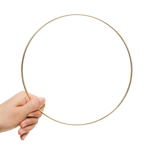 Image of Pocoxll 10 Pcs Metal Floral Hoops, Wreath Macrame Hoop Rings, Metal O Rings | Light Gold,8Inch, Dream Catcher Rings, Wire Wreath Frame Floral Hoop Rings, for Wedding Wreath Decor DIY Wall Hanging Crafts