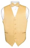 Men's Dress Vest & BowTie Solid GOLD Color Bow Tie Set for Suit or Tuxedo Small