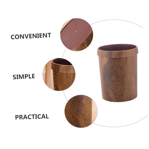 Caneca de basura doméstica con diseño de madera y anillo para presionar miniatura 3