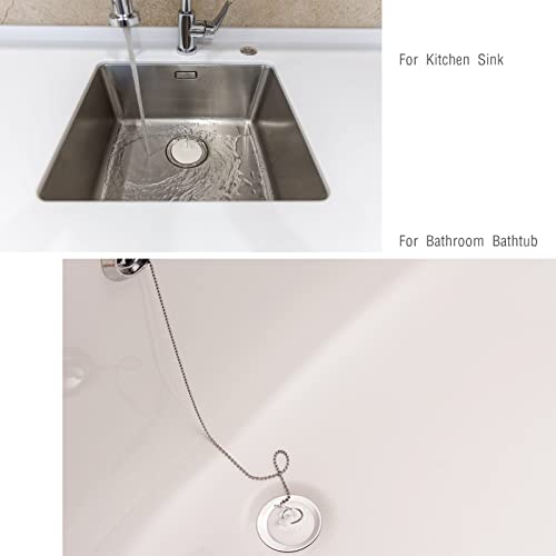 Tapones de bañera goma con cadena acero inoxidable, 6 tamaños miniatura 5
