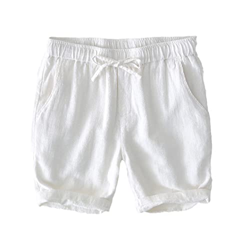 Short en coton et lin contre la chaleur - Bermuda homme confortable élastique ajustable