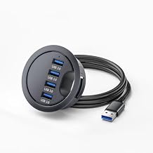 ChenYang USB 3.0 Flush Mount Desktop HUB,4 USB 3.0 Port HUB Grommet Hole 2.36"60mm
