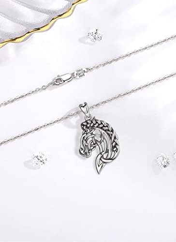 CELESTIA Sterling Silver Celtic Horse Necklace Horse Gifts for Women Girls Horses Lovers Equestrian Fans