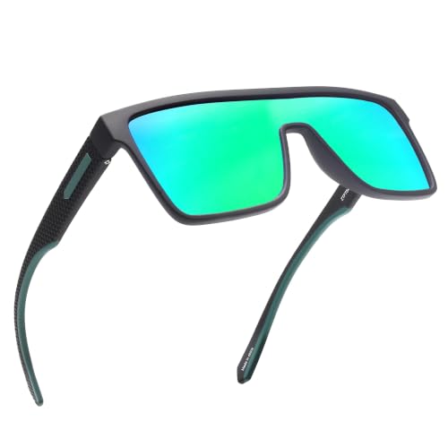 Image of GLINDAR Polarized Sunglasses Men Flat Top Womens, Oversized Square Shield | One Piece,Trendy,Lightweight,Driving