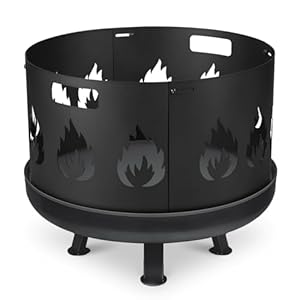 𝗝𝗮𝘅𝗴𝘂𝗼𝗺 Funkenschutz Feuerschale mit Griff Ø 55–60 cm, 1,2 mm Starkes Stahlblech, Verstellbarer Funkenschutzgitter Feuerschale, 4-teiliges Stecksystem, ideal für Garten & Terrasse, Schwarz