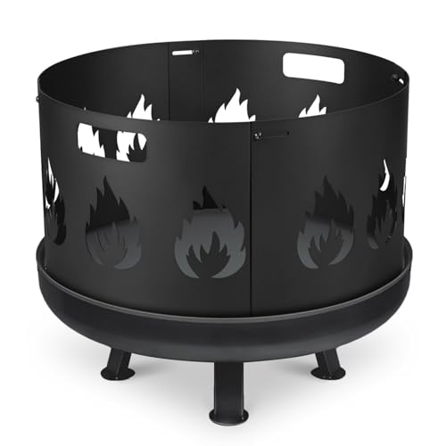 Funkenschutz Feuerschale mit Griff Ø 5560 cm 1 2 mm Starkes Stahlblech Verstellbarer Funkenschutzgitter Feuerschale 4-teiliges Stecksystem ideal für Garten & Terrasse Schwarz