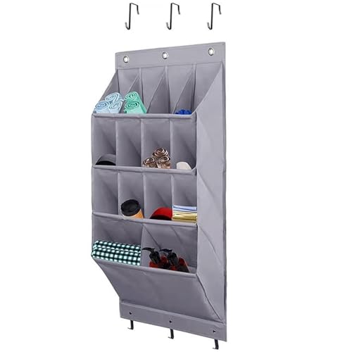 Organizador de zapatos para colgar en la puerta, con 12 bolsillos de malla grandes, 2 ganchos para almacenamiento de zapatos, para cocina, dormitorio, baño, armario