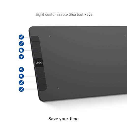 Image of VEIKK VK1060 Drawing Tablet, 10 inch x 6 inch /25.4 x15.2cm Graphics Pen Tablet | 8 Shortcut Keys, 8192 Levels Battery Free Pen with Tilt Function, Work for Digital Art Drawing, Animation, Design