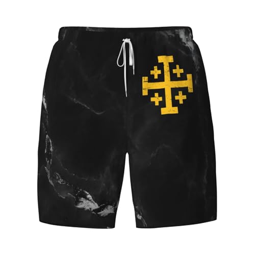 Breathable Men's Swim Crusader Cross of Jerusalem Shorts with Adjustable Waist3