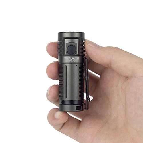 ThruNite T1S Magnetic Tailcap Mini Flashlights, USB C Rechargeable Flashlight with SST40 LED, 1212 Lumen, 184 Meters Throw EDC Flashlight - Grey CW