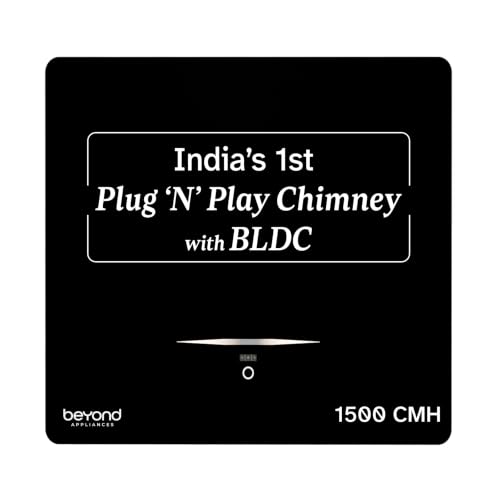 Image of Beyond Appliances Cube BLDC Plug N Play Ductless Kitchen Chimney | 1500 CMH | AutoClean | 5-Stage Charcoal Activated Filter | Touch Control | 3-way Suction | 46dB Low Noise | Black | PAN INDIA SERVICE