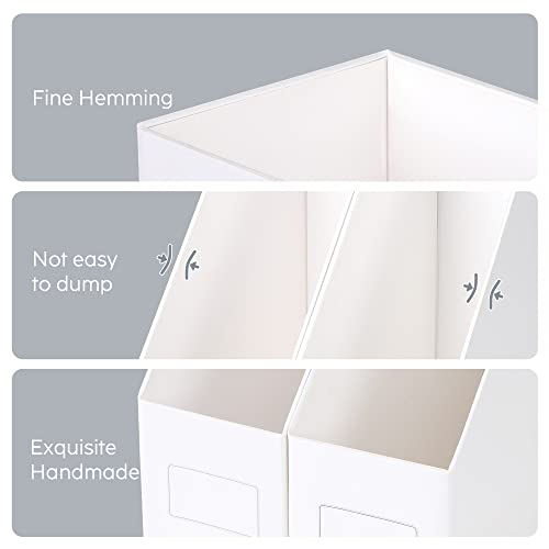 JiaWei 3 Stück Stehsammler A4 , 10,5 cm Breit Zeitschriftensammler, Aus 1800 g/m² Extra Stabilem Karton, Stehordner, Zeitschriftenständer, Zur Aufbewahrung Von Büchern Dokumenten Bürobedarf - Weiß