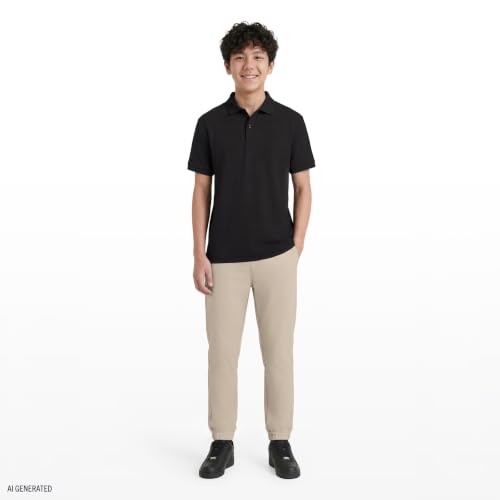 Image of IZOD Boys' School Uniform Short Sleeve Polo Shirt, Button Closure, Comfortable & Soft Pique Fabric