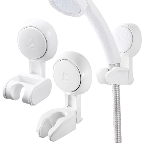 Violotoris 2 Pièces Support Douche Ventouse, Accroche Pommeau de Douche, ABS Support Pommeau de Douche sans Percage, Étanche et...
