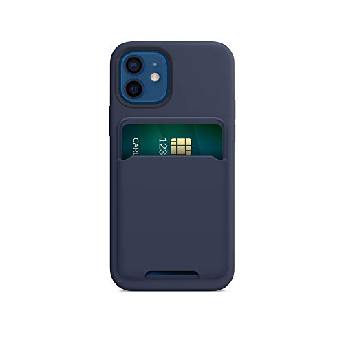 FRTMA Magnetic Card Holder Compatible with iPhone 12/Pro/Max/Mini, Silicone Sleeve Magnetic Wallet Case for MagSafe, (Deep Navy)
