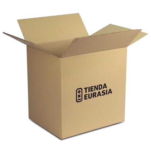 TIENDA EURASIA - Cajas de Cartón para Mudanzas | Pack de 5 Unidades | Cartón Ondulado Doble Capa | sin Asas | Marrón | para Almacenaje y Paquetería (50 x 40 x 50 cm)