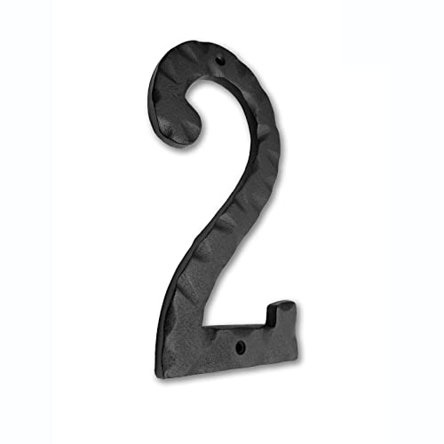 Image of NACH House Numbers for Outside, 6 inch Black Address Numbers for House - Number 2 - Rustic Numbers for Outside with Mounting Hardware