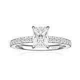 JALOKIVI 1.25CT 925 Sterling Silver Engagement Rings for Women Radiant Cut Solitaire Cubic Zirconia Wedding Rings for Women Promise Rings for Her Silver Size 6.5