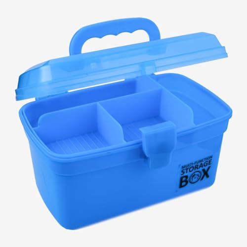 Image of SHUTTLE ART Multipurpose Plastic Storage Box Travel Stationery Makeup Cosmetic Medicine Organizer,Medicine Box Portable First-aid Case Large Capacity (S-Medical Storage Box-Blue)