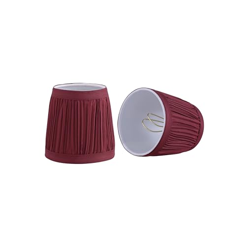 Aspen Creative 51523-2, Mushroom Pleated Transitional Clip-On Chandelier Shade in Rich Red, 3" Top x 4" Bottom x 4" Slant, Set of 2 by Aspen Creative - Used condition - US$23.08