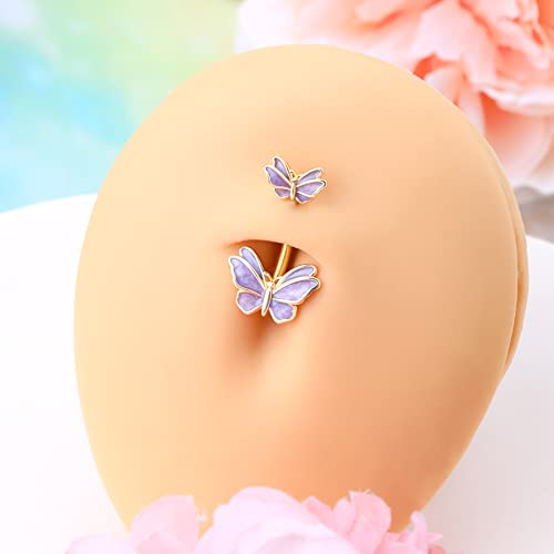 Jewseen Butterfly Belly Button Rings 14G Surgical Steel Navel Ring Gold Belly Rings For Women Navel Piercing Jewelry Body Piercing Jewelry #TOP5