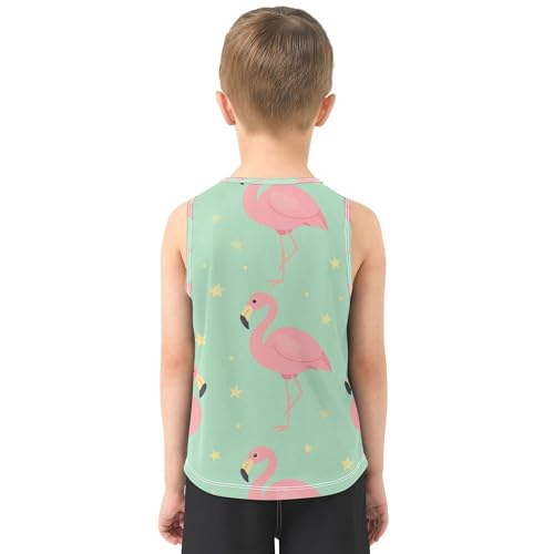 Cartoon Flamingo Children Performance Tank Top Sleeveless Teens Vest Active Shirts for Running Golf Hiking 3T3