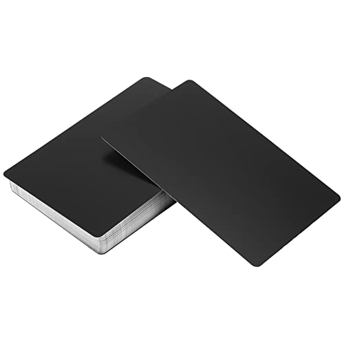 ZEONHEI 100 Stück 0.45mm Metall Visitenkarten Schwarz Aluminium Rohlinge Namenskarte Lasergravierte Visitenkarte Metal Business Card für Bürokunden DIY Geschenkkarten, 86 x 54 mm x 0,45mm