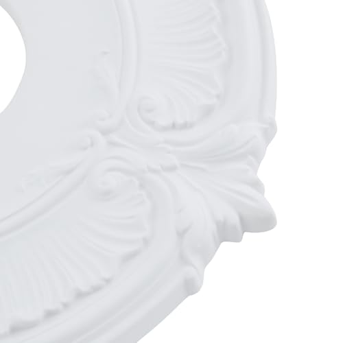 Image of PU Ceiling Medallions 2Pcs, 13.1 Inches x 3.38 Inches, White | Split Type, Paintable, Fits 3.38 Inches Canopy, European Vintage Carving Style, Made of Synthetic Foam